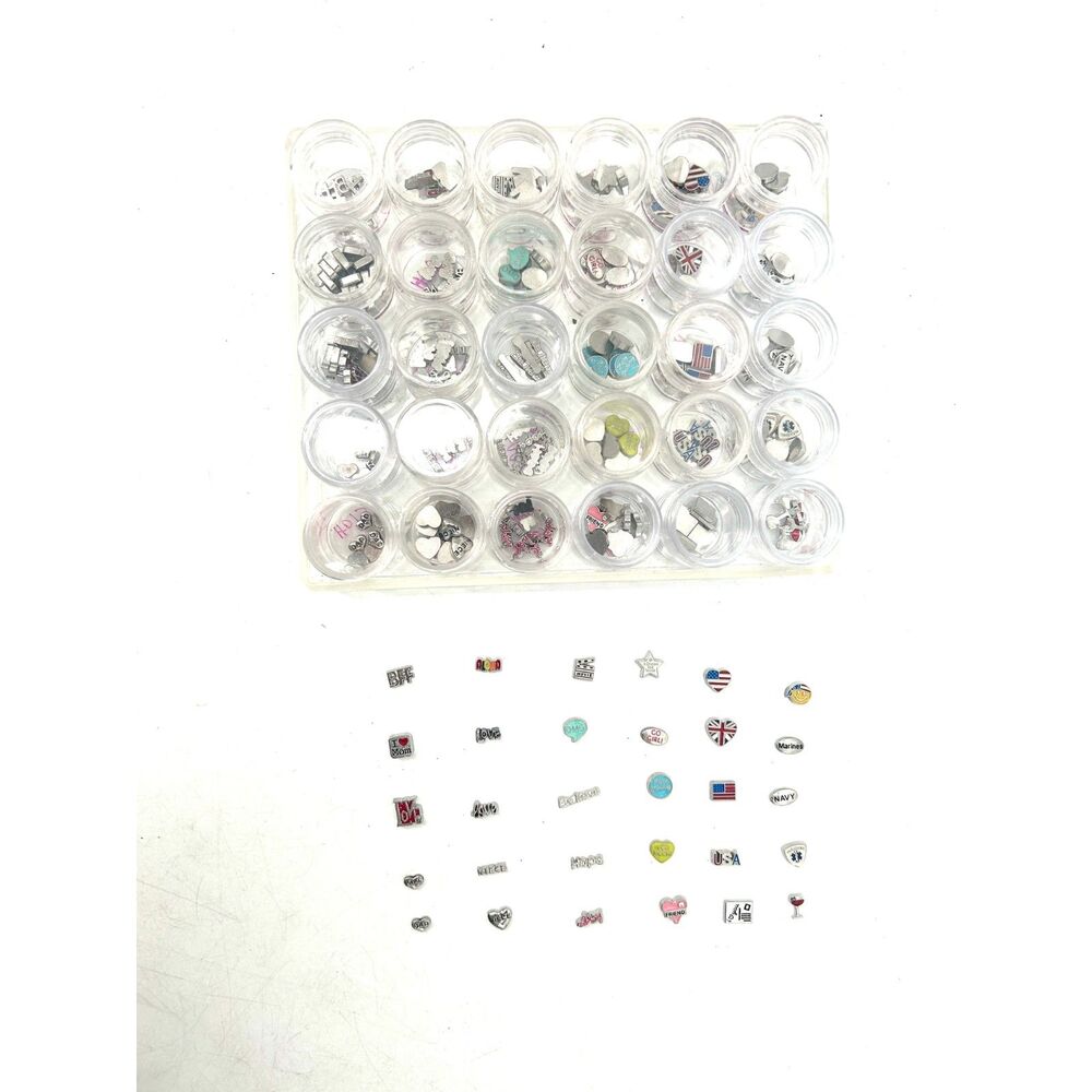 Lot Of Floating Charms Love America USA Travel Family Silver Art Supplies